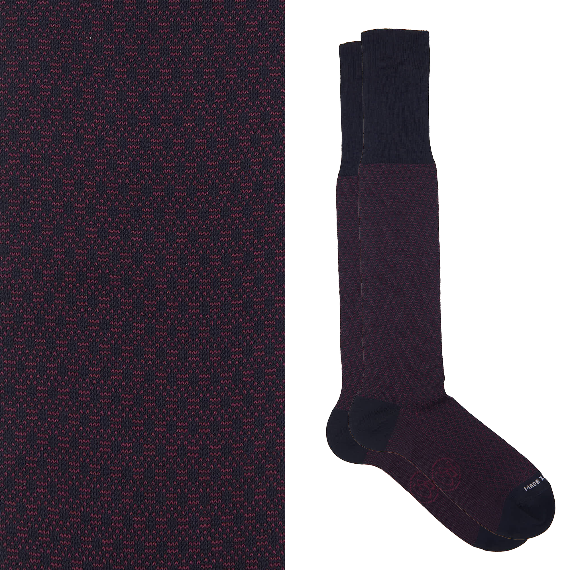 Calza lunga in Filo di Scozia Principe di Galles - Rosso scuro Barolo