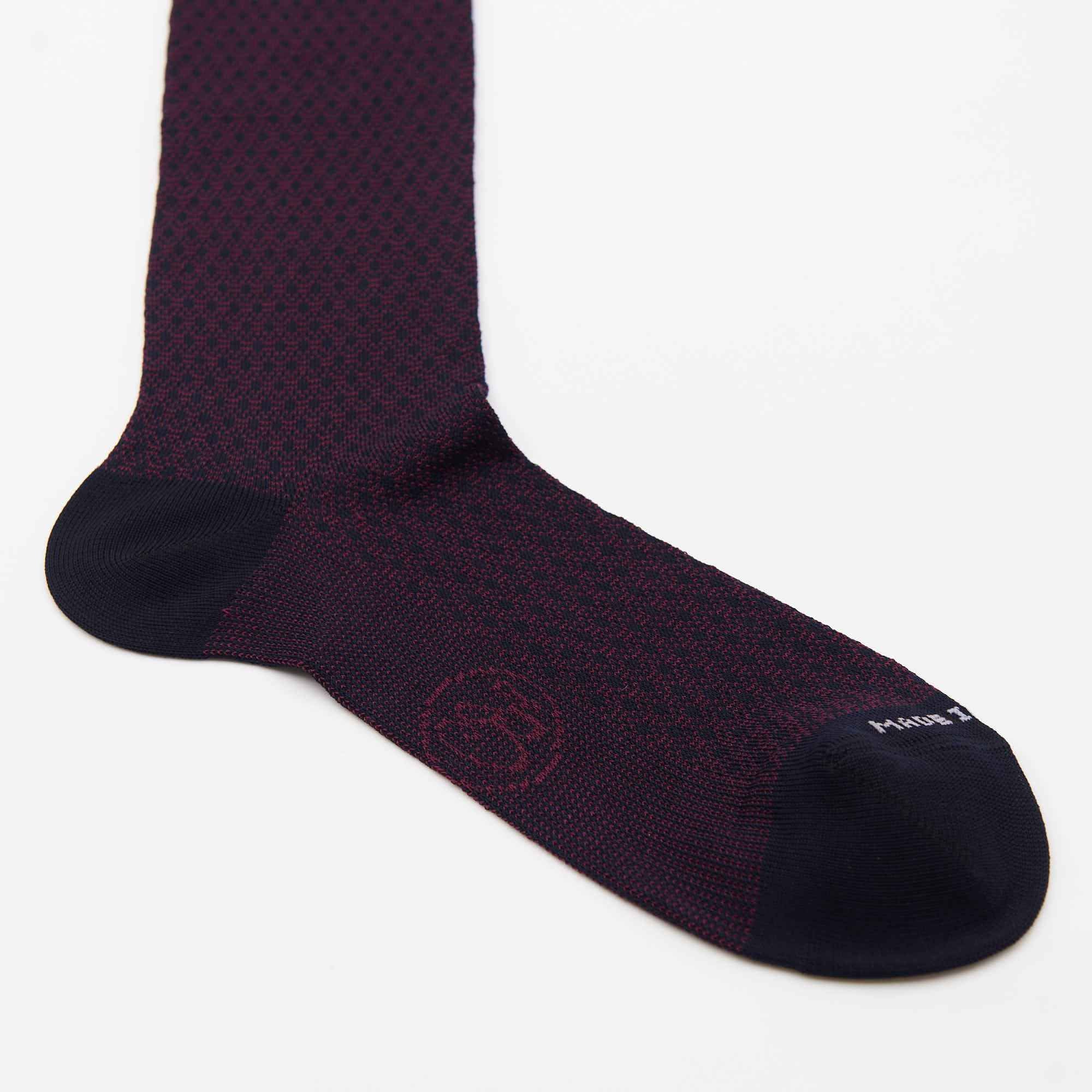 Box calza lunga cotone Filo di Scozia con polsino inglese e Cravatta in seta fatta a mano - ROSSO BAROLO