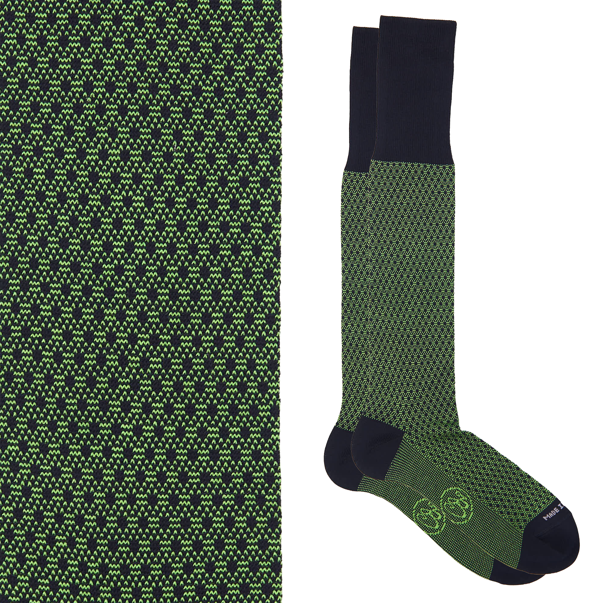 Calza lunga in Filo di Scozia Principe di Galles - Verde Prato