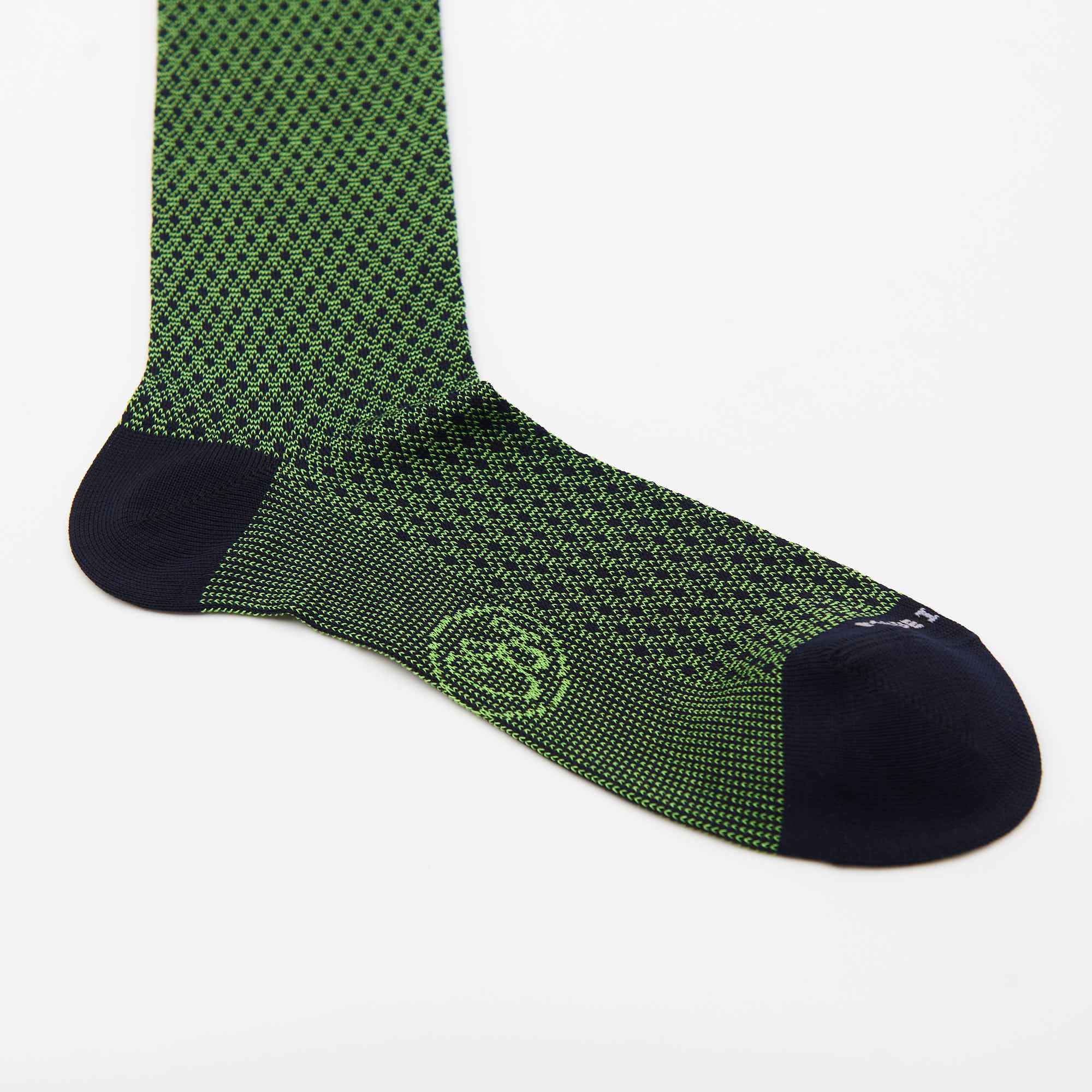 Box calza lunga cotone Filo di Scozia con polsino inglese e Cravatta in seta fatta a mano - VERDE PRATO