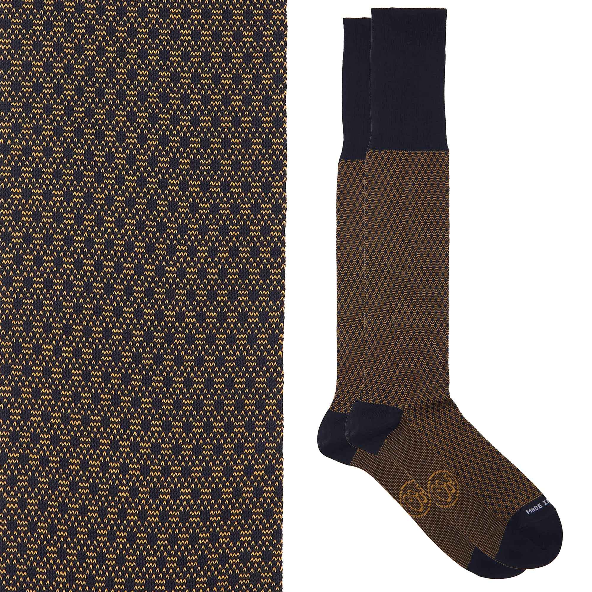 Box calza lunga cotone Filo di Scozia con polsino inglese e Cravatta in seta fatta a mano - MARRONE ROVERE