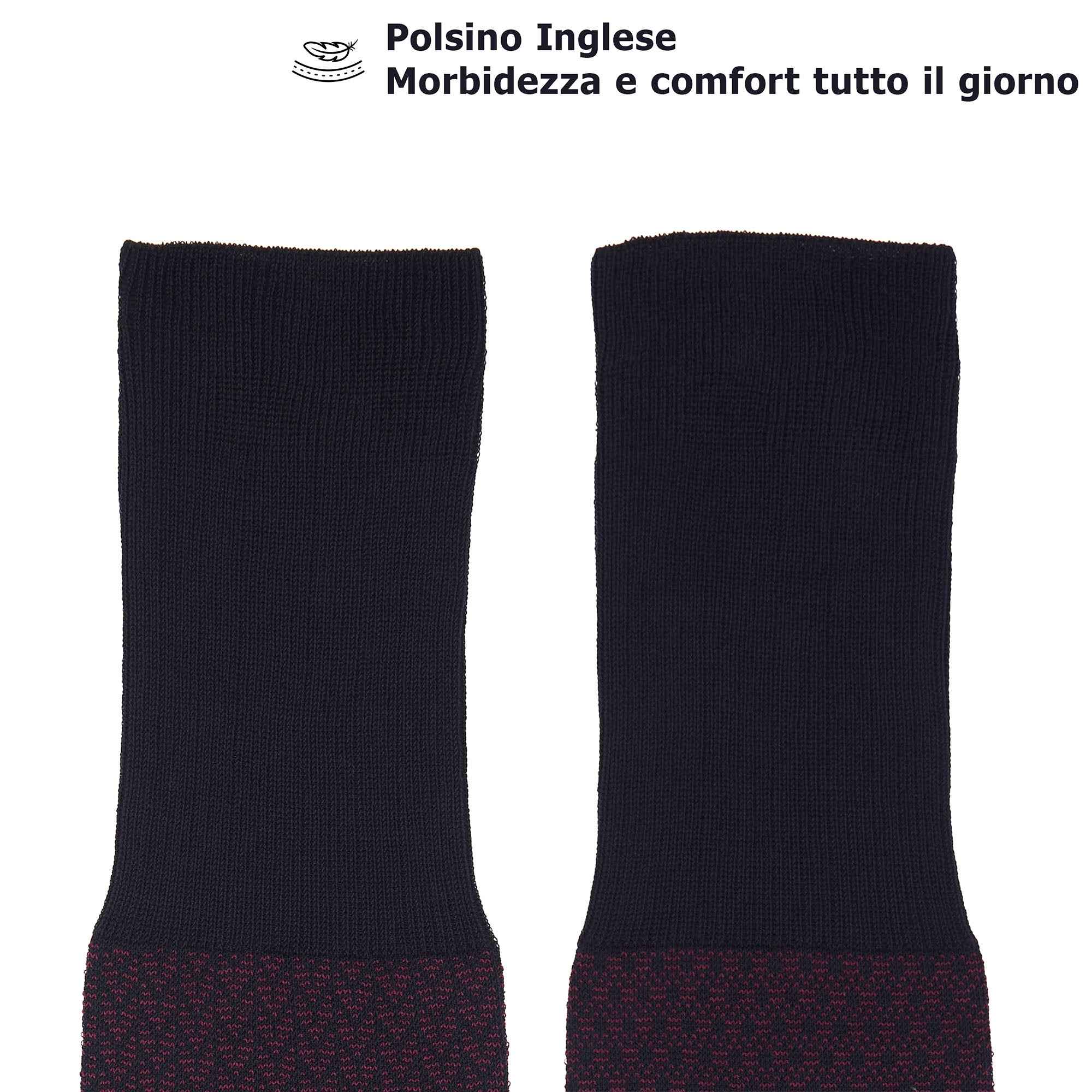 Box calza lunga cotone Filo di Scozia con polsino inglese e Cravatta in seta fatta a mano - ROSSO BAROLO