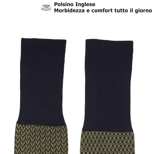 Box 6 paia miste calza lunga Filo di Scozia Spigato con polsino inglese - Giallo SOLE, Verde PRATO, Celeste SORGENTE e Tinta Unita