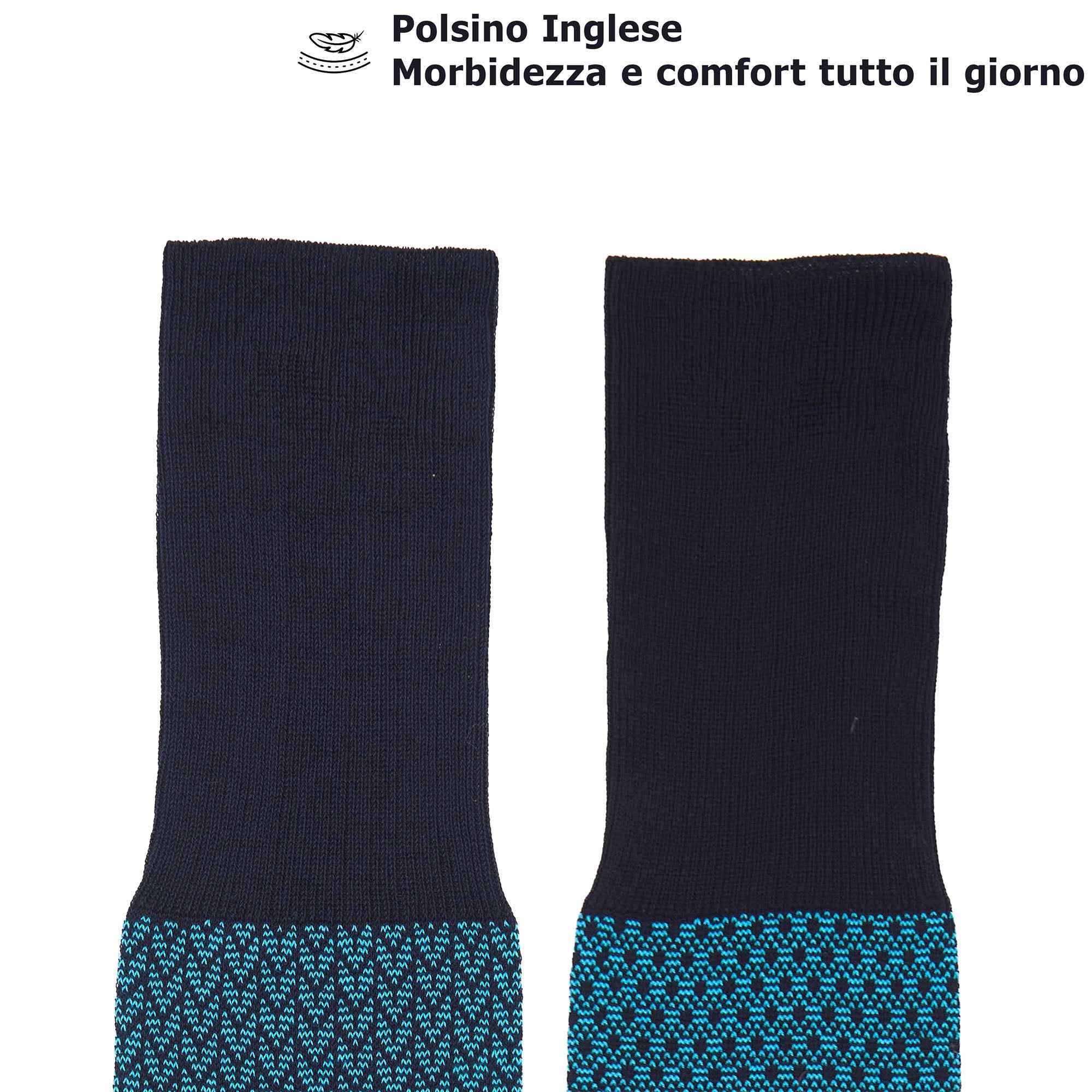 Box calza lunga cotone Filo di Scozia con polsino inglese e Cravatta in seta fatta a mano - CELESTE SORGENTE