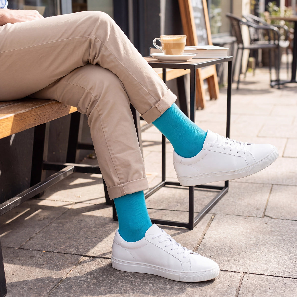 Men's solid color Filo di Scozia socks "Le Cromìe" - Sorgente