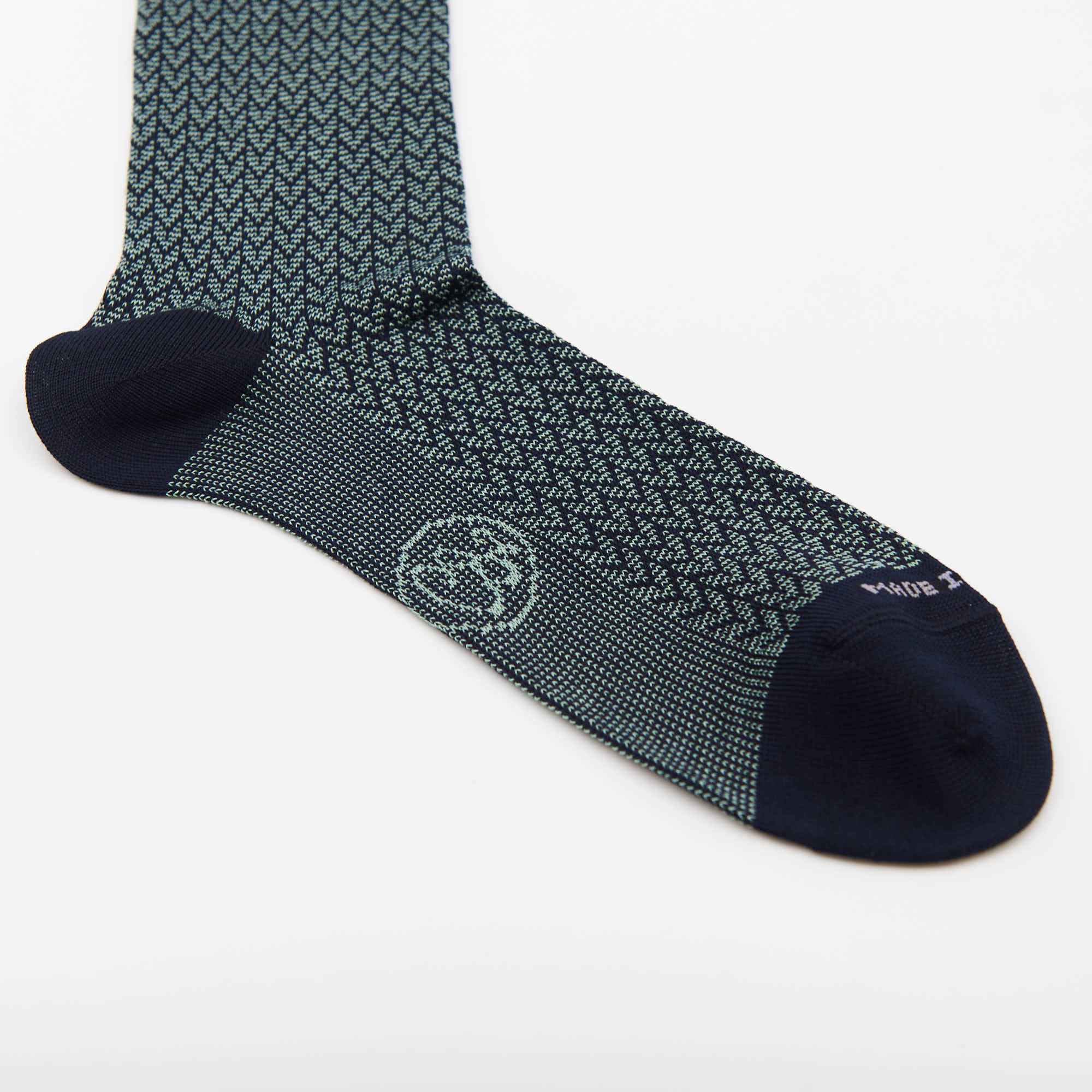Box calza lunga cotone Filo di Scozia con polsino inglese e Cravatta in seta fatta a mano- VERDE CHIARO MENTA
