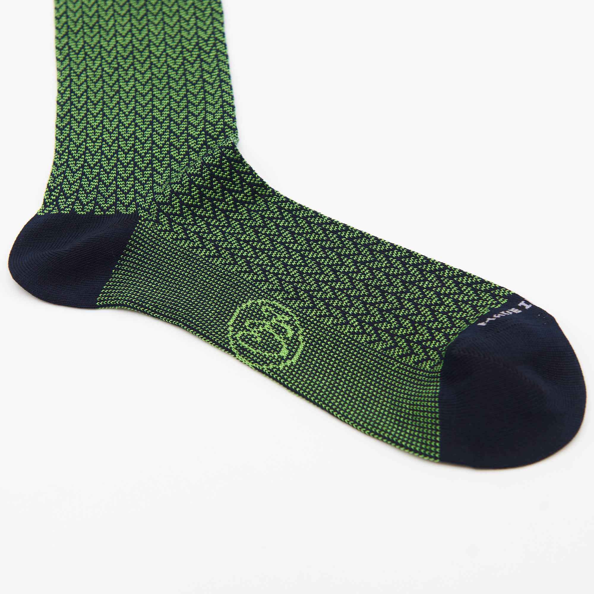 Box calza lunga cotone Filo di Scozia con polsino inglese e Cravatta in seta fatta a mano - VERDE PRATO