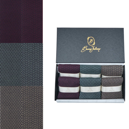 Box 6 paia colorate calza lunga Filo di Scozia Spigato e Principe di Galles con polsino inglese - Rosso BAROLO Verde chiaro MENTA Giallo scuro DESERTO