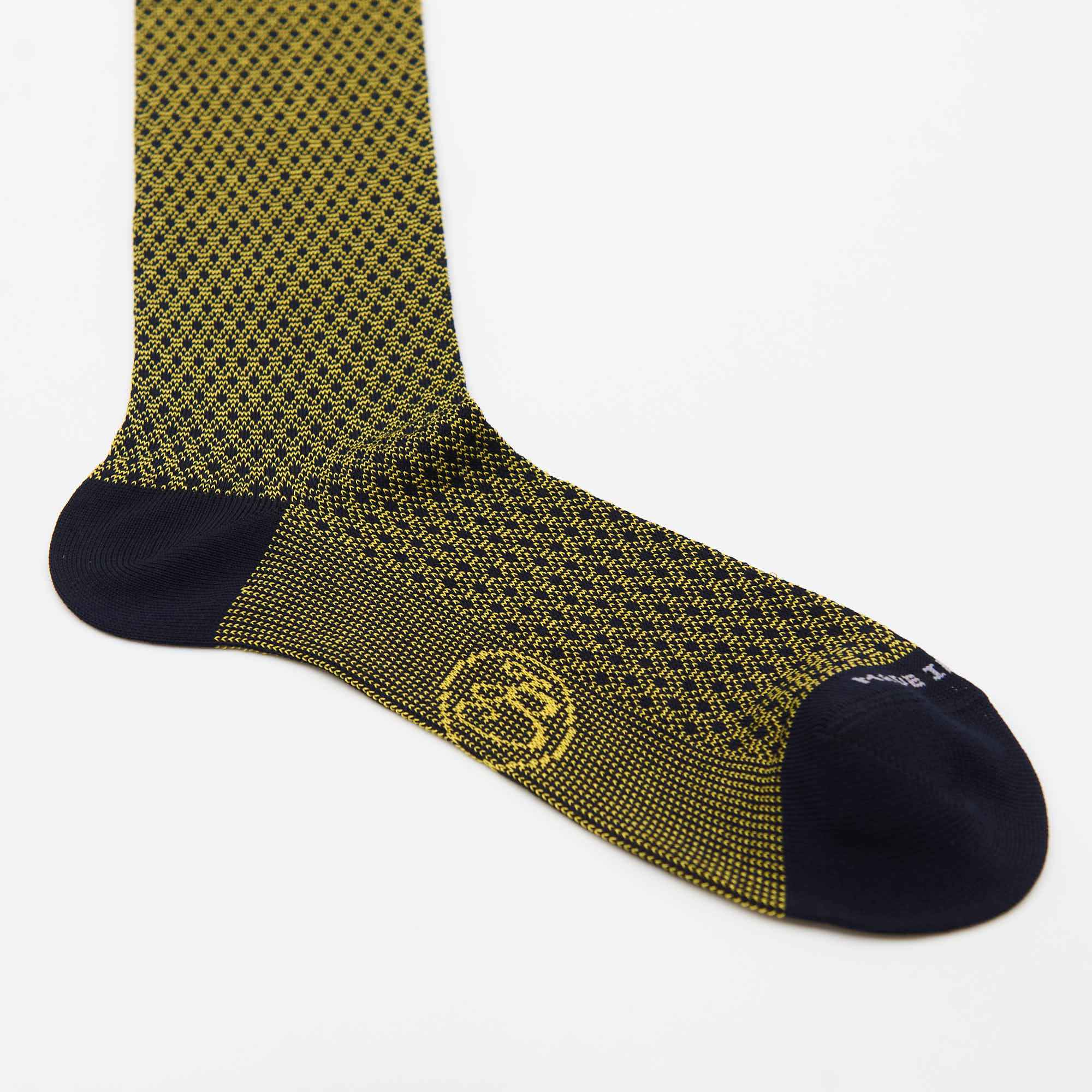 Box calza lunga cotone Filo di Scozia con polsino inglese e Cravatta in seta fatta a mano - GIALLO SOLE