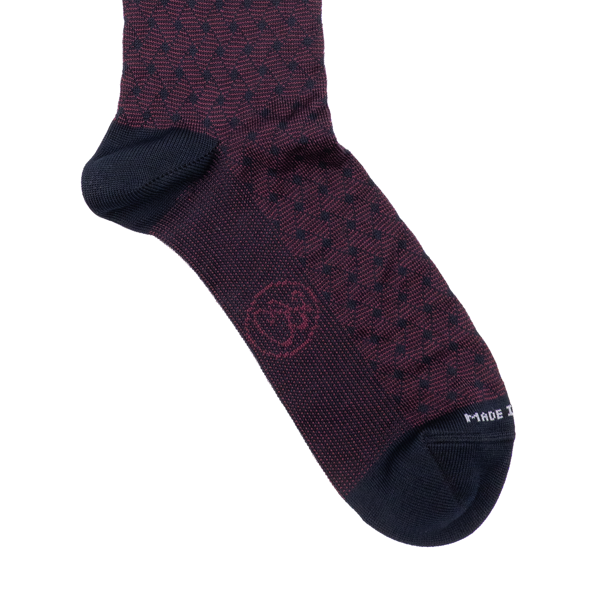 Calza lunga in Filo di Scozia Intreccio Veneziano - Rosso scuro Barolo