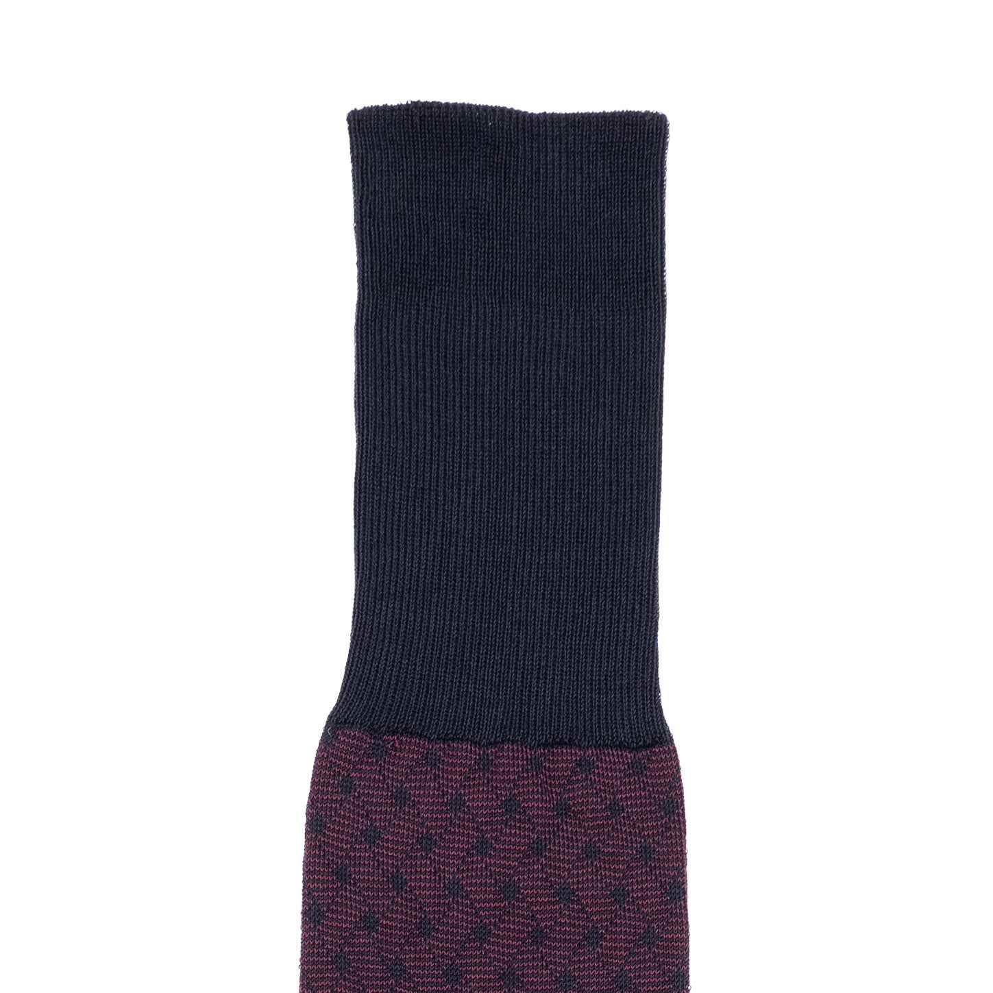 Calza lunga Jacquard Filo di Scozia con polsino inglese fondo blu Intreccio Veneziano - ROSSO SCURO BAROLO Immagine secondaria del prodotto