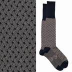 Calza lunga Jacquard Filo di Scozia con polsino inglese fondo blu Intreccio Veneziano - GIALLO SCURO DESERTO