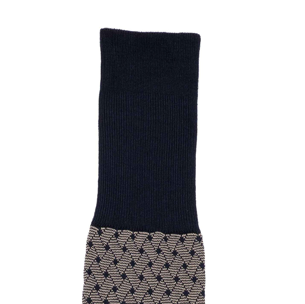 Calza lunga Jacquard Filo di Scozia con polsino inglese fondo blu Intreccio Veneziano - GIALLO SCURO DESERTO