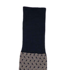 Calza lunga Jacquard Filo di Scozia con polsino inglese fondo blu Intreccio Veneziano - GIALLO SCURO DESERTO