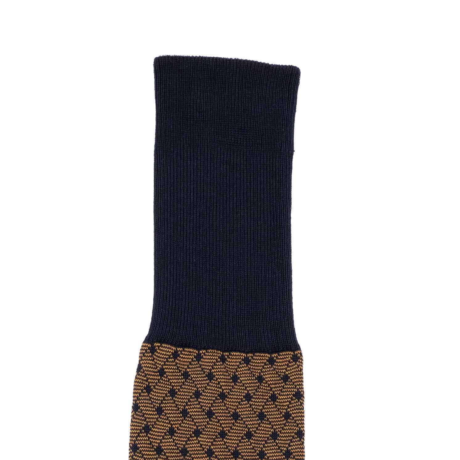 Calza lunga Jacquard Filo di Scozia con polsino inglese fondo blu Intreccio Veneziano - MARRONE ROVERE Immagine secondaria del prodotto