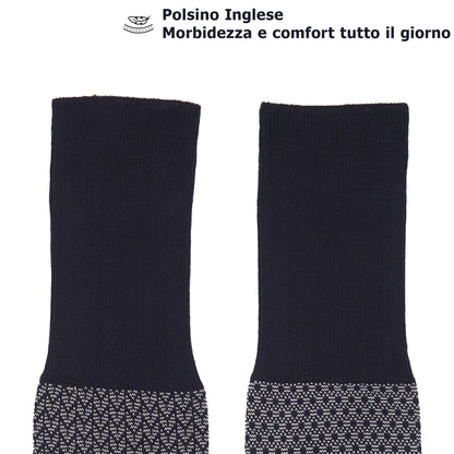 Calza lunga cotone Filo di Scozia con polsino inglese fondo blu Tinta Unita - GRIGIO CENERE