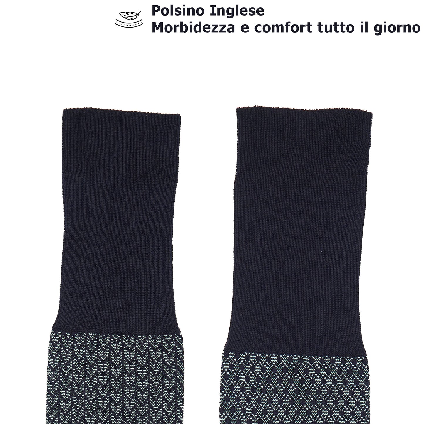 Calza lunga cotone Filo di Scozia con polsino inglese fondo blu Spigato - VERDE CHIARO MENTA