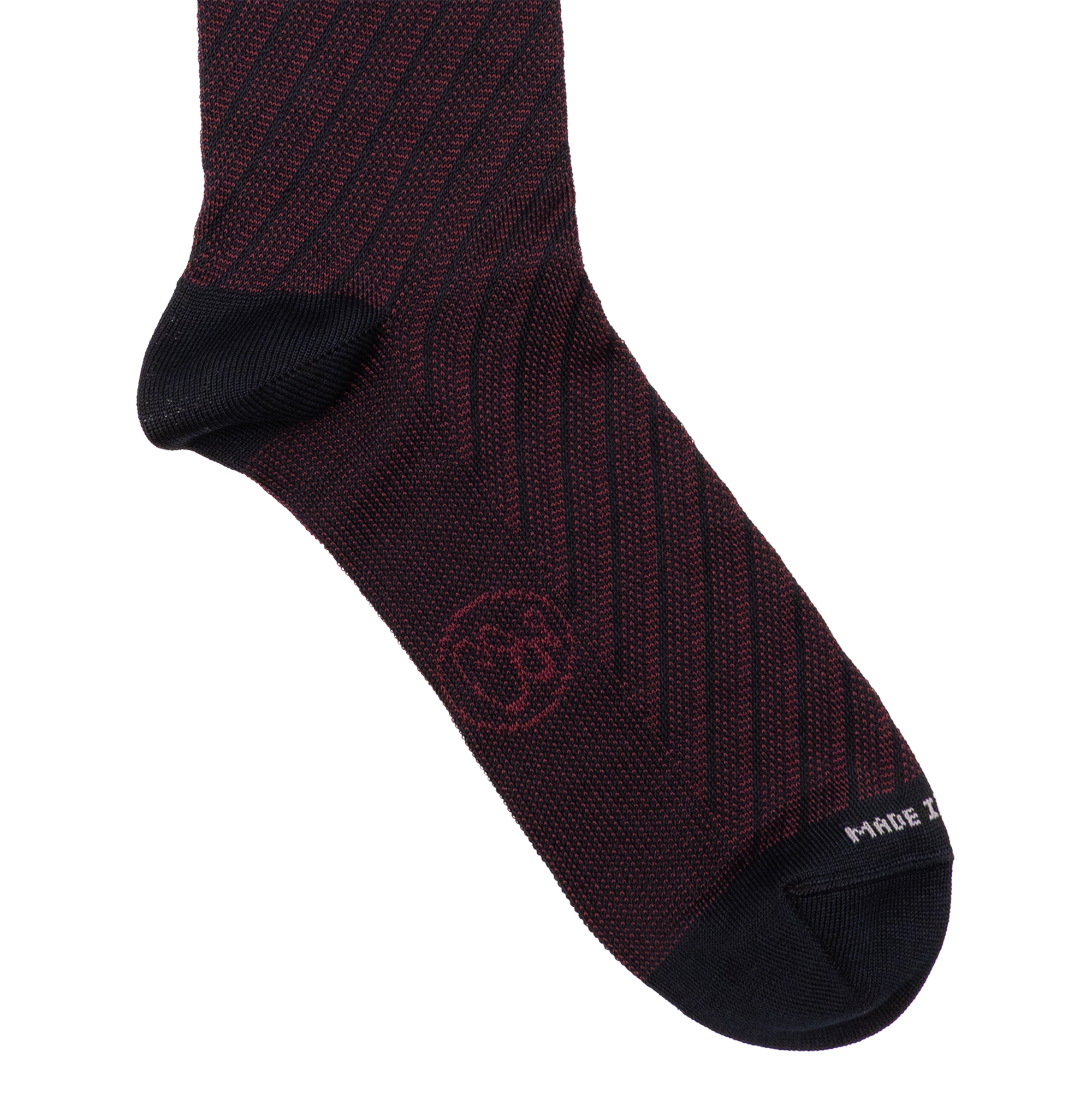 Calza uomo in Filo di Scozia Regimental - Rosso scuro Barolo