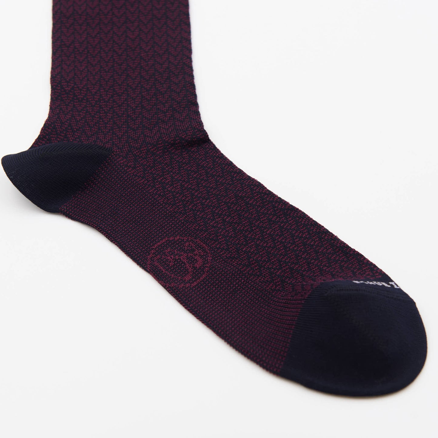 Calza lunga cotone Filo di Scozia con polsino inglese fondo blu Spigato - ROSSO BAROLO