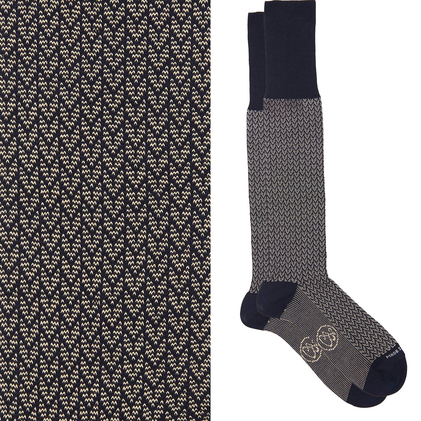 Box calza lunga cotone Filo di Scozia con polsino inglese e Cravatta in seta fatta a mano - GIALLO DESERTO