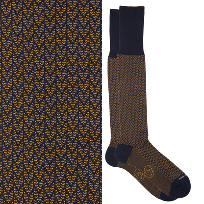 Box 6 paia colorate calza lunga Filo di Scozia Spigato e Principe di Galles con polsino inglese - Marrone ROVERE Verde scuro LARICE Grigio CENERE