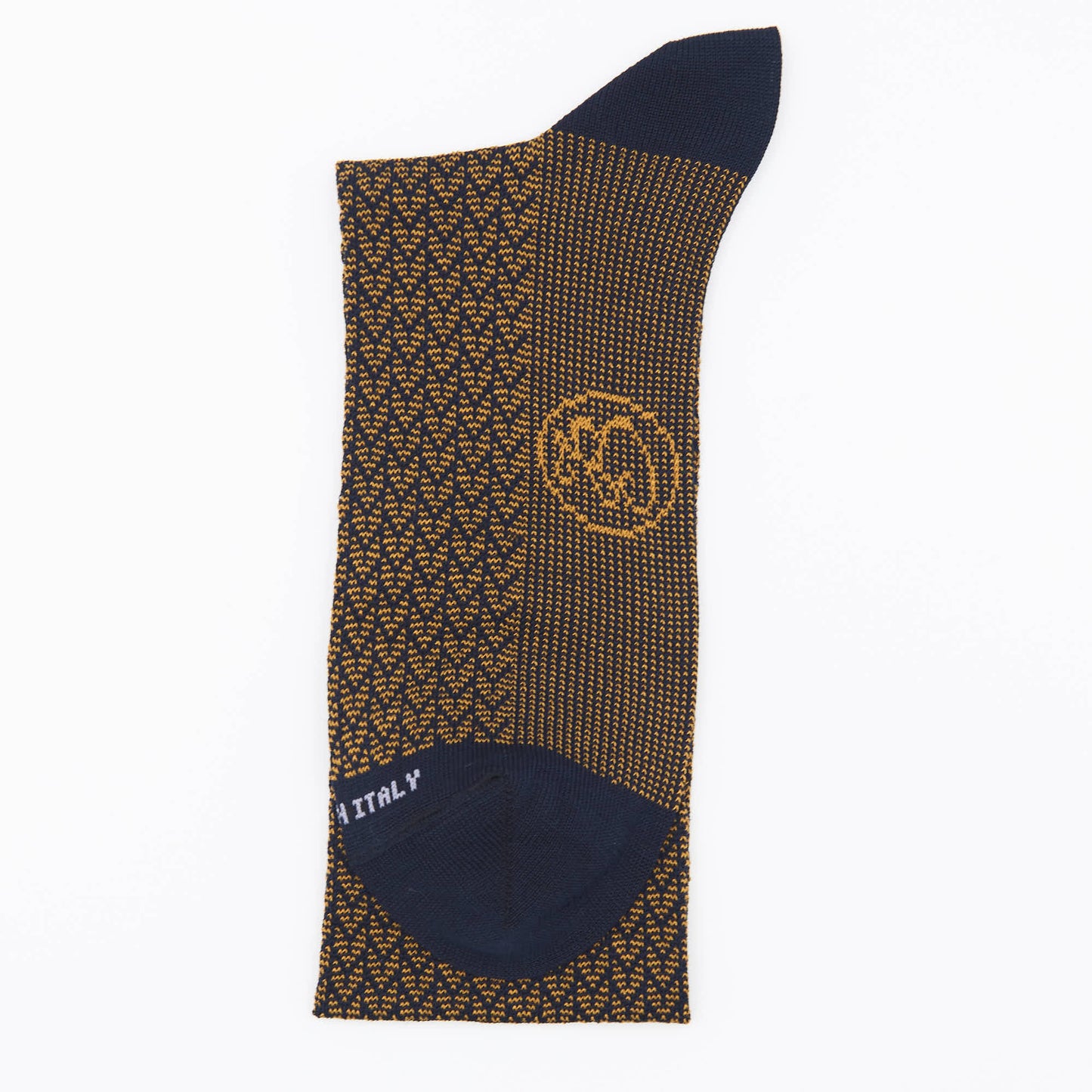 Calza lunga cotone Filo di Scozia con polsino inglese fondo blu Spigato - MARRONE ROVERE