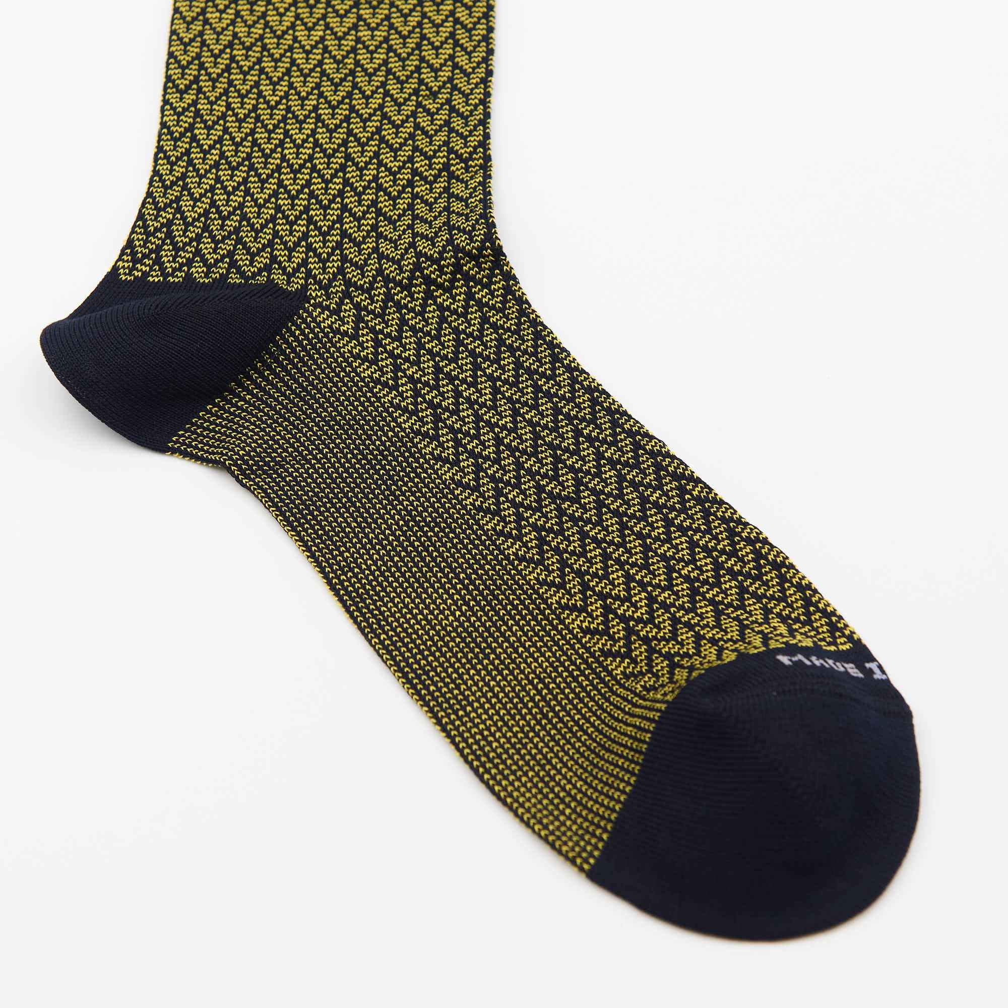 Box calza lunga cotone Filo di Scozia con polsino inglese e Cravatta in seta fatta a mano - GIALLO SOLE