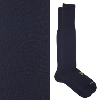 Calza lunga cotone Filo di Scozia con polsino inglese fondo blu Tinta Unita - GIALLO DESERTO