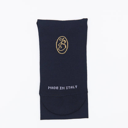 Calza lunga cotone Filo di Scozia con polsino inglese fondo blu Tinta Unita - GIALLO DESERTO