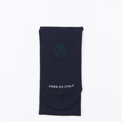 Calza lunga cotone Filo di Scozia con polsino inglese fondo blu Tinta Unita - VERDE SCURO LARICE