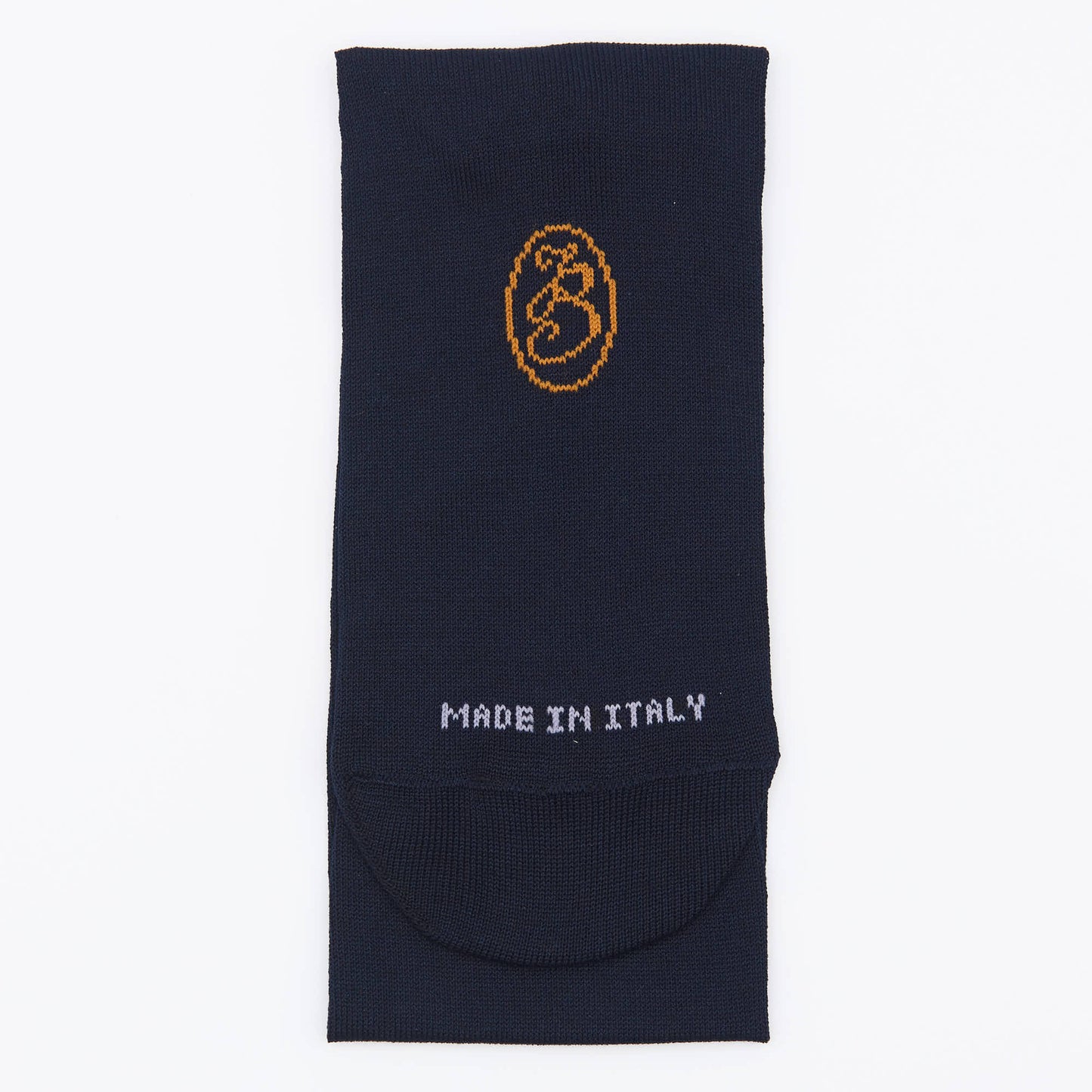 Calza lunga cotone Filo di Scozia con polsino inglese fondo blu Tinta Unita - MARRONE ROVERE