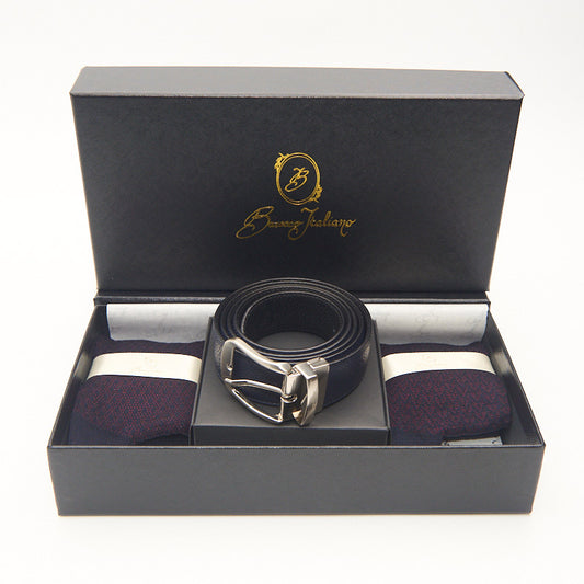 Box calza lunga cotone Filo di Scozia con polsino inglese e Cintura in morbida pelle - ROSSO BAROLO