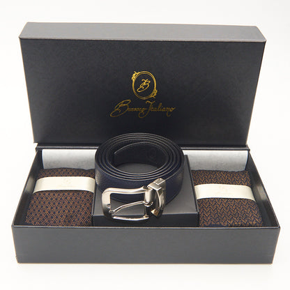 Box calza lunga cotone Filo di Scozia con polsino inglese e Cintura in morbida pelle - MARRONE ROVERE