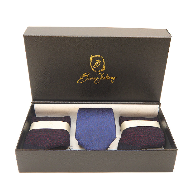 Box calza lunga cotone Filo di Scozia con polsino inglese e Cravatta in seta fatta a mano - ROSSO BAROLO
