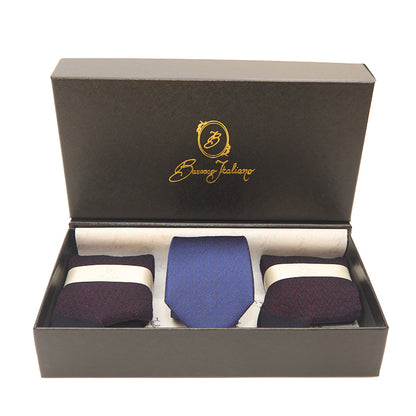 Box calza lunga cotone Filo di Scozia con polsino inglese e Cravatta in seta fatta a mano - ROSSO BAROLO