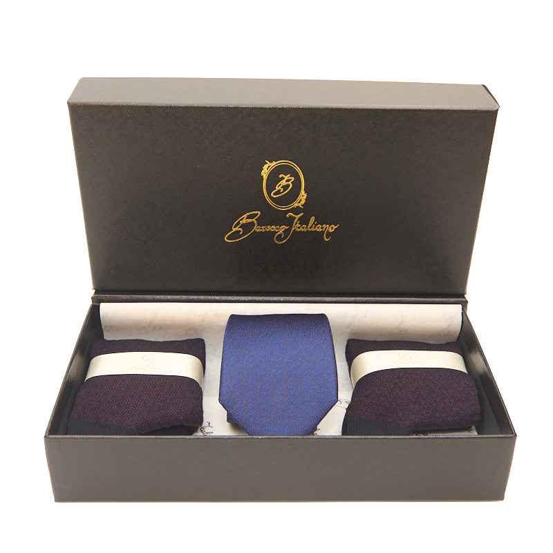 Box calza lunga cotone Filo di Scozia con polsino inglese e Cravatta in seta fatta a mano - ROSSO BAROLO