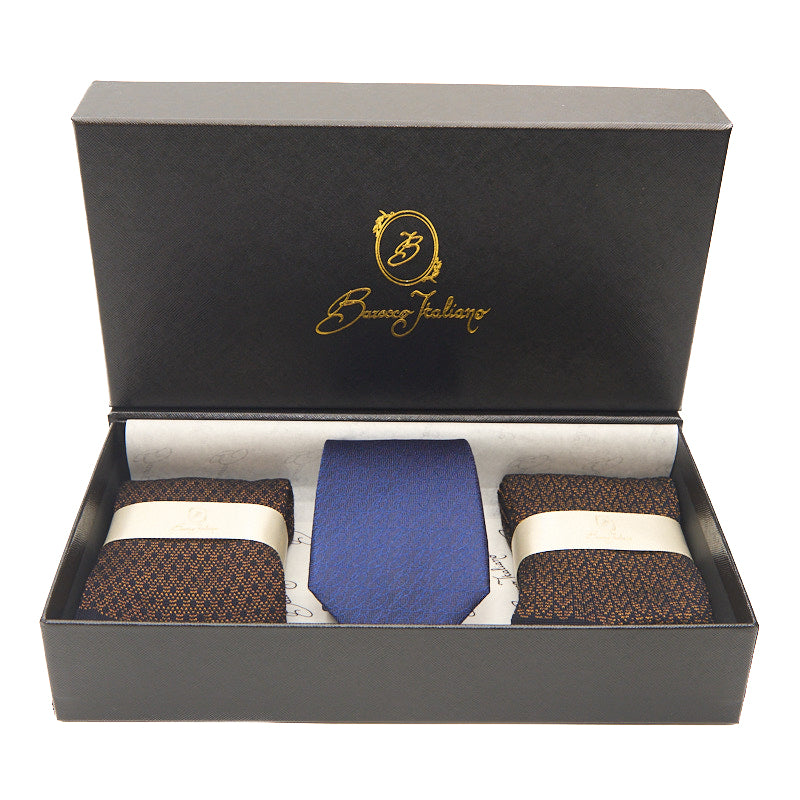 Box calza lunga cotone Filo di Scozia con polsino inglese e Cravatta in seta fatta a mano - MARRONE ROVERE