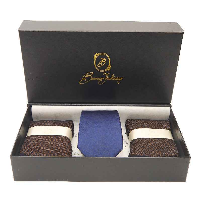 Box calza lunga cotone Filo di Scozia con polsino inglese e Cravatta in seta fatta a mano - MARRONE ROVERE