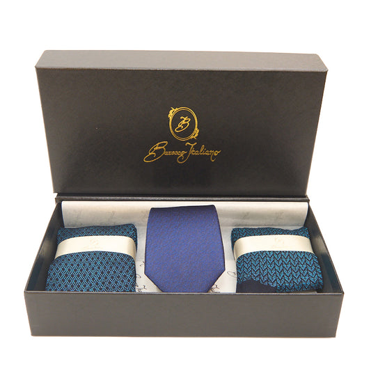 Box calza lunga cotone Filo di Scozia con polsino inglese e Cravatta in seta fatta a mano - CELESTE SORGENTE