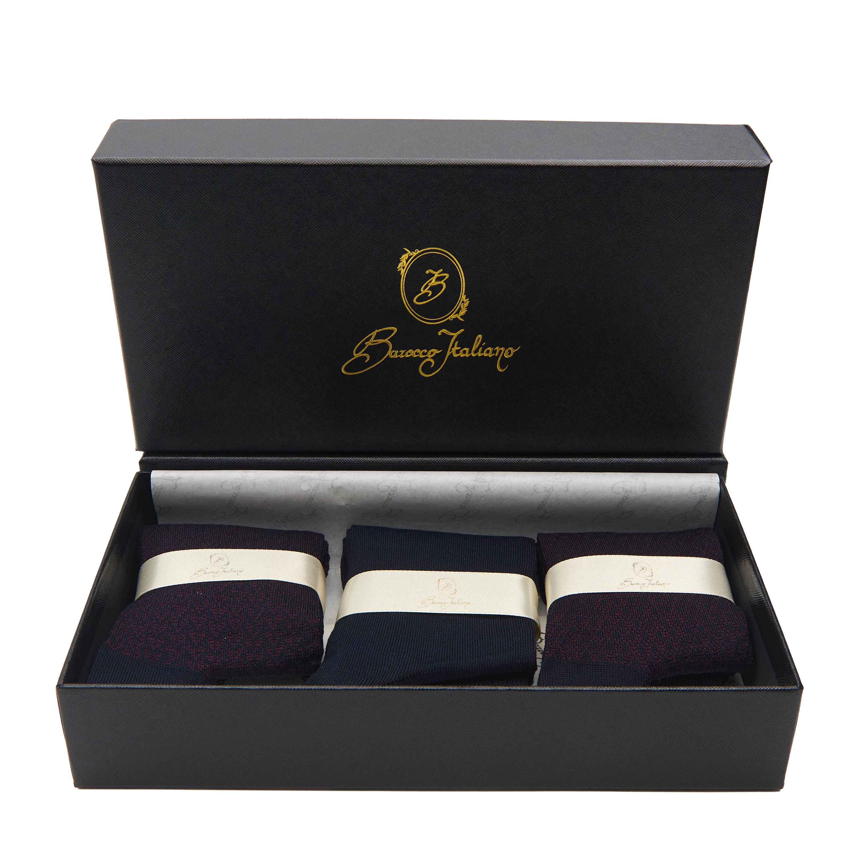 Box calza lunga cotone Filo di Scozia con polsino inglese - ROSSO BAROLO