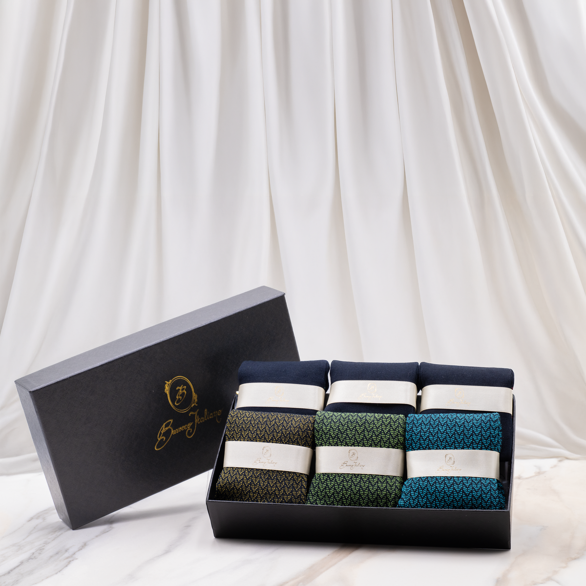 Prestige Box Eclettica - Spigato & Tinta Unita Blu