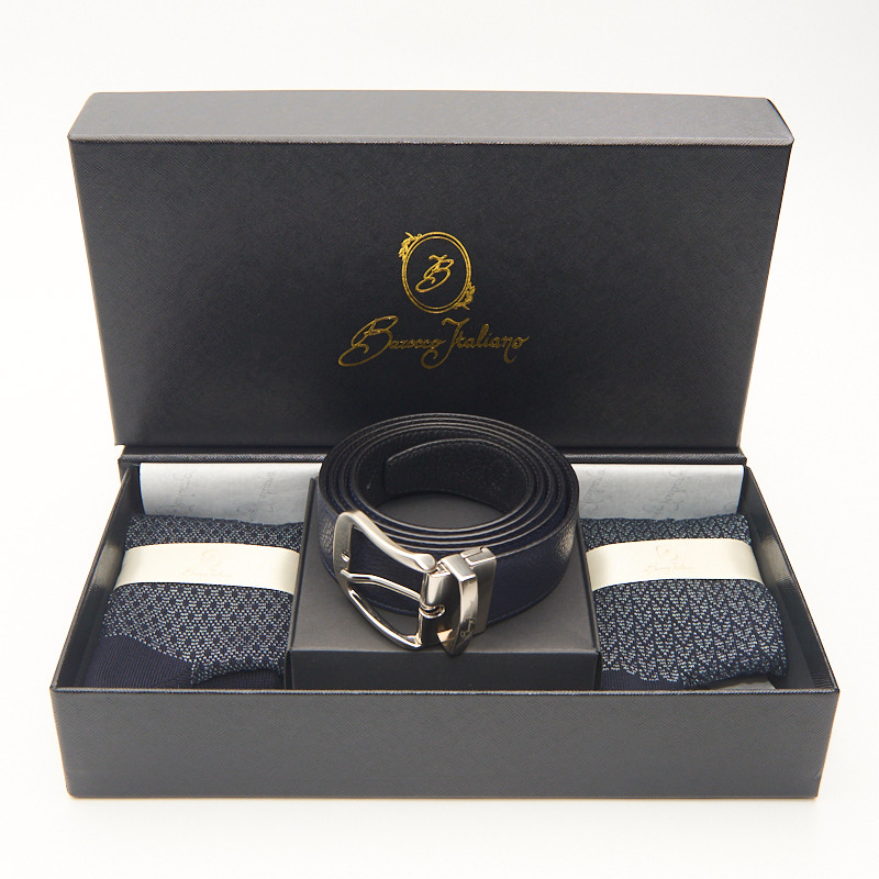 CONFEZIONE 2 PAIA CALZA UOMO E CINTURA IN PELLE LUXURY - MOTIVI MENTA