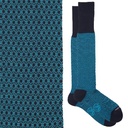 Calza lunga cotone Makò Mercerizzato con polsino inglese fondo blu Principe di Galles - CELESTE SORGENTE