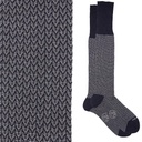 Calza lunga cotone Makò Mercerizzato con polsino inglese fondo blu Spigato - GRIGIO CENERE