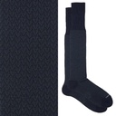 Calza lunga cotone Makò Mercerizzato con polsino inglese fondo blu Spigato - VERDE SCURO LARICE