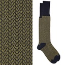 Calza lunga cotone Makò Mercerizzato con polsino inglese fondo blu Spigato - GIALLO SOLE