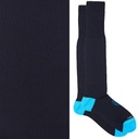 Calza lunga cotone Makò Mercerizzato con polsino inglese fondo blu Tinta Unita - CELESTE SORGENTE