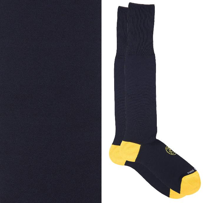 Calza lunga cotone Makò Mercerizzato con polsino inglese fondo blu Tinta Unita - GIALLO SOLE