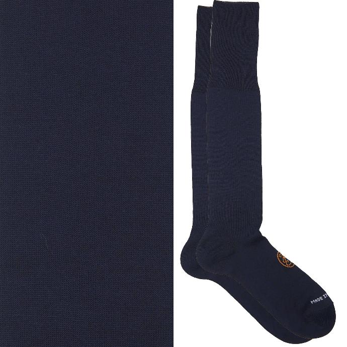 Calza lunga cotone Makò Mercerizzato con polsino inglese fondo blu Tinta Unita - MARRONE ROVERE