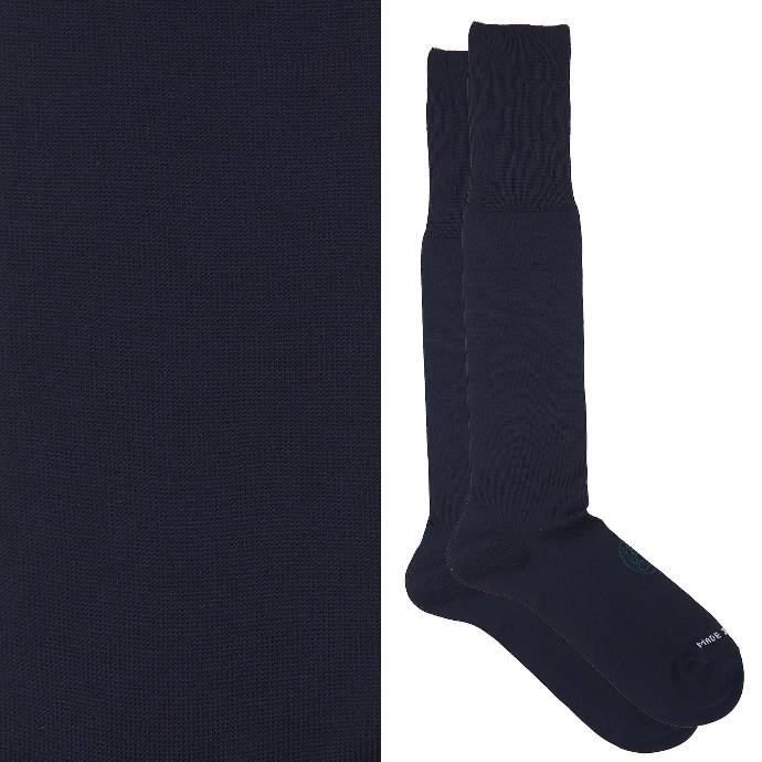 Calza lunga cotone Makò Mercerizzato con polsino inglese fondo blu Tinta Unita - VERDE SCURO LARICE